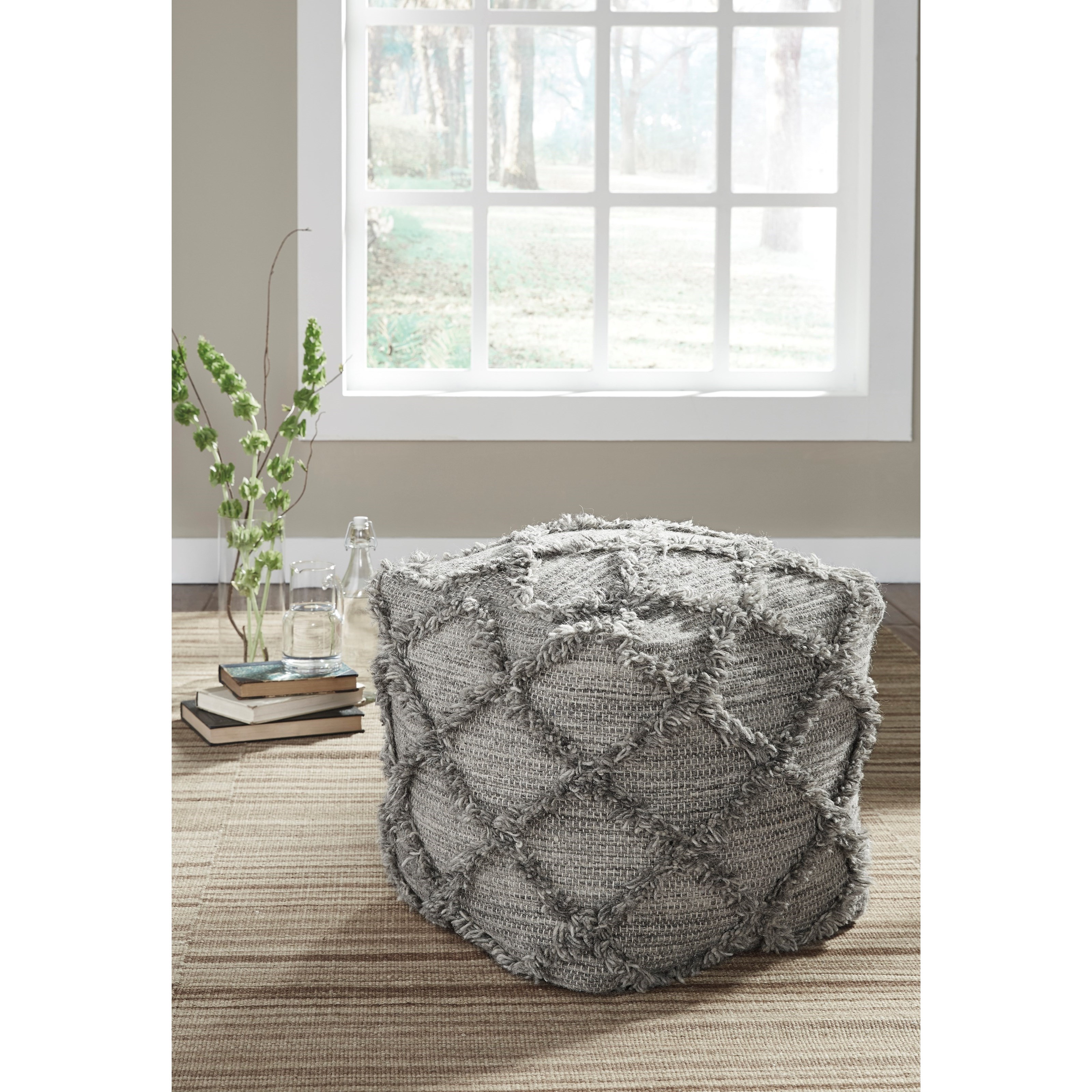Signature Design by Ashley Poufs Adelphie Natural/Gray Pouf Royal